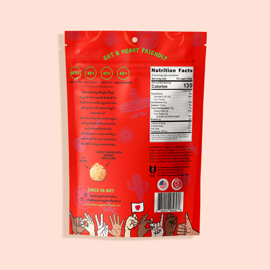 Maple Pop Organic Maple Caramel Popcorn | Chili Lime (4 Packs) – Better ...