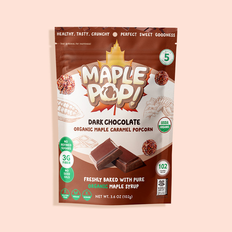 Maple Pop Organic Maple Caramel Popcorn | Dark Chocolate (4 Packs